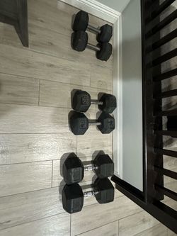 Hex rubber dumbbells sets of 40 / 55 / 65 lbs pounds