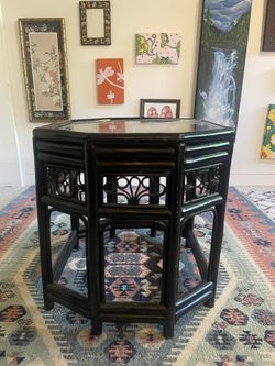 Vintage Glass And Wood Table
