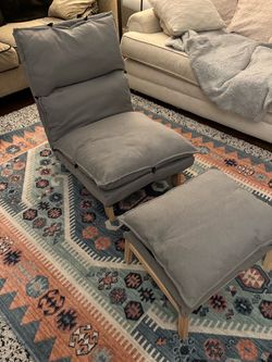 NEW ikea Gray Accent Chair with Ottoman Set