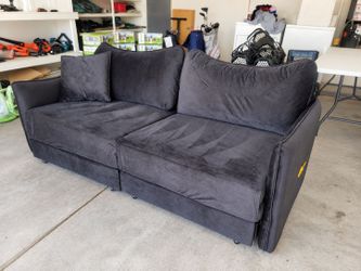 Black Velvet Sleeper Sofa with Pullout Bed