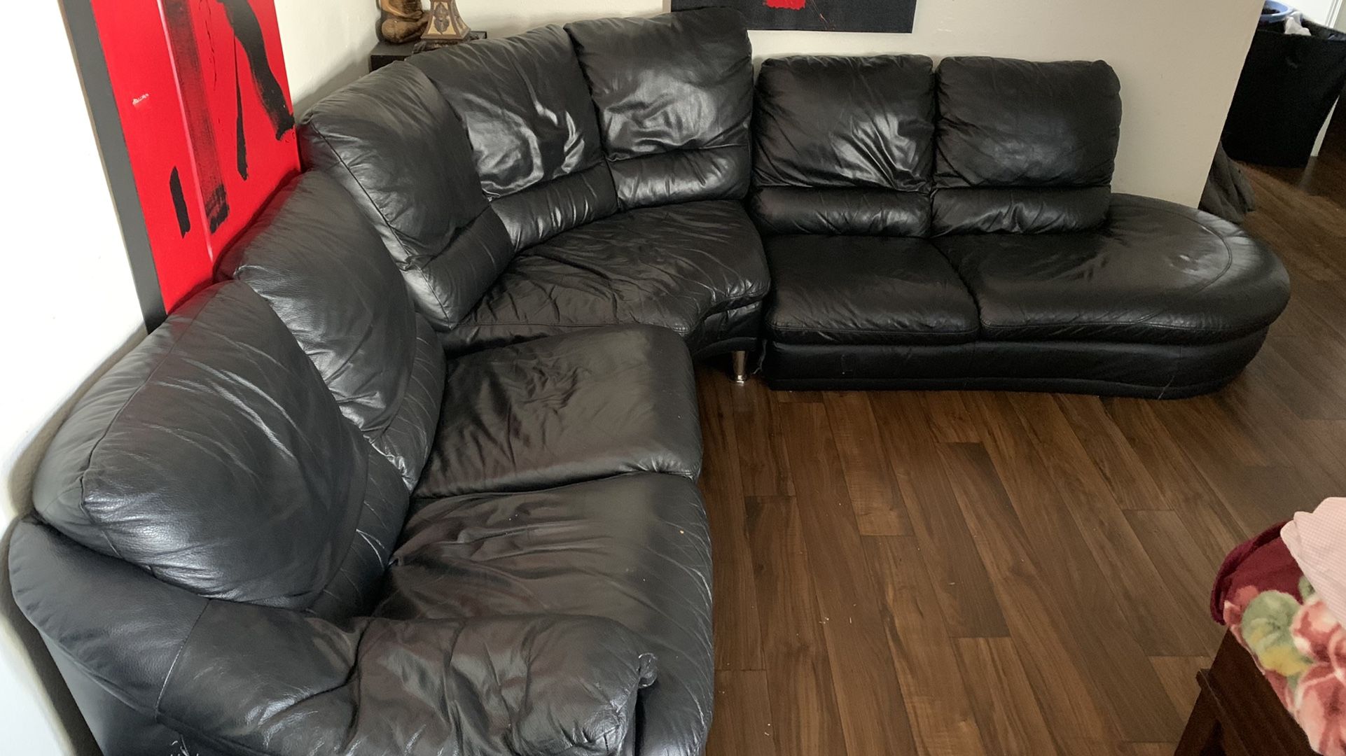 BLACK LEATHER COUCH for Sale in Houston, TX OfferUp