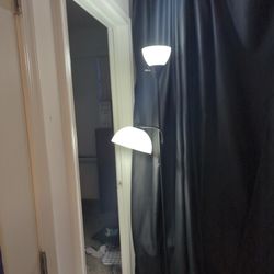 Torchiere Floor Lamp with Task Light – Dual Head, Black Stand