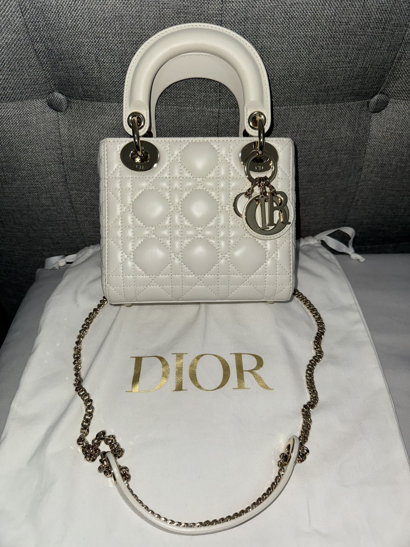 Mini Lady Dior Bag In Latte Cannage Lambskin