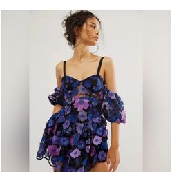 For Love and Lemons Prato Floral Embroidered Mini Dress NEW