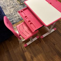 Girls Pink adjustable Desk & Chair