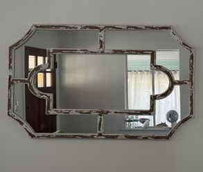 Distressed Wood Frame Wall Mirror