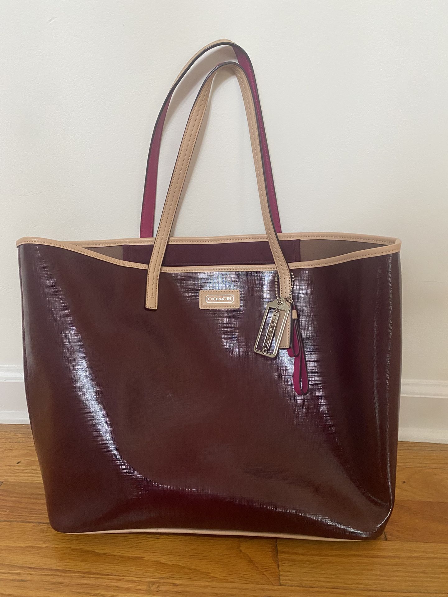 Coach Park Metro Burgundy Patent Leather Tote