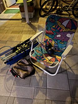 Lawn Game Set: Badminton, Bocce Ball Set with Beach Chair Fun Kit!