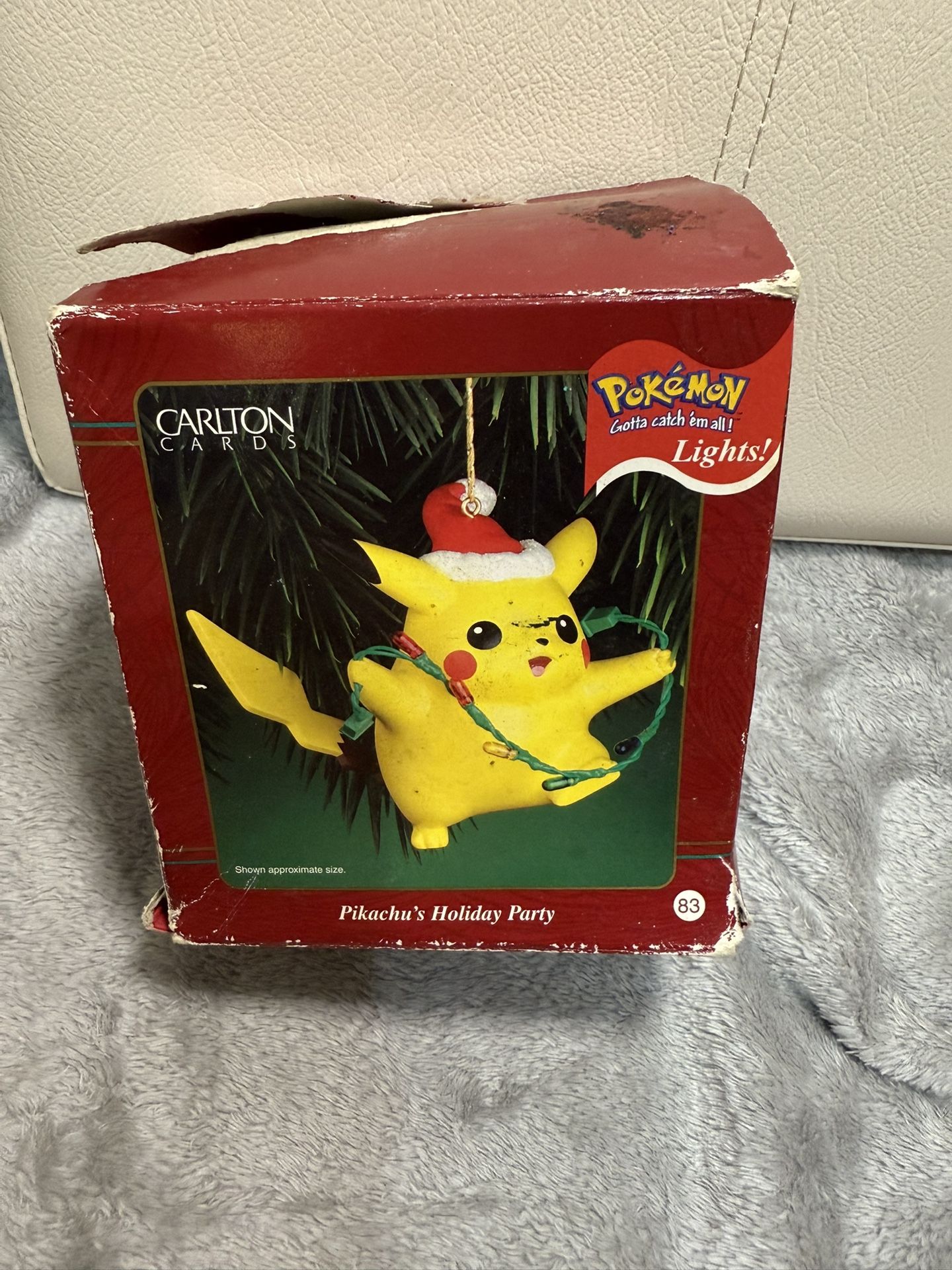 Carlton Cards Pokemon Pikachu's Holiday Party Light Up Christmas Ornament RARE -box is damage but the Pickachu ornament is in prestine condition
