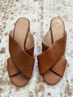 Cognac leather  Alex + Alex Open Toe Mule/Heels