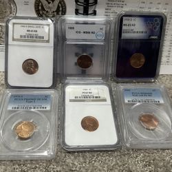 GRADED PENNY COLLECTORS HOARD 1960-D Small Date 1C, 1955 1C ICG MS66 RD, 1958-D 1C, 1979-S 1C, 1964 1C, 2000 1C 🤩 OPEN TO TRADES 🔥