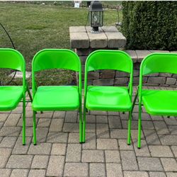 Green Folding Metal Chair Set of 4