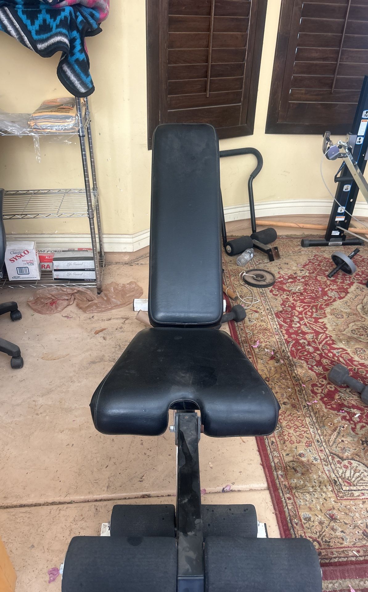 Weight Bench With 50 Lbs Of Weights. Adjustable