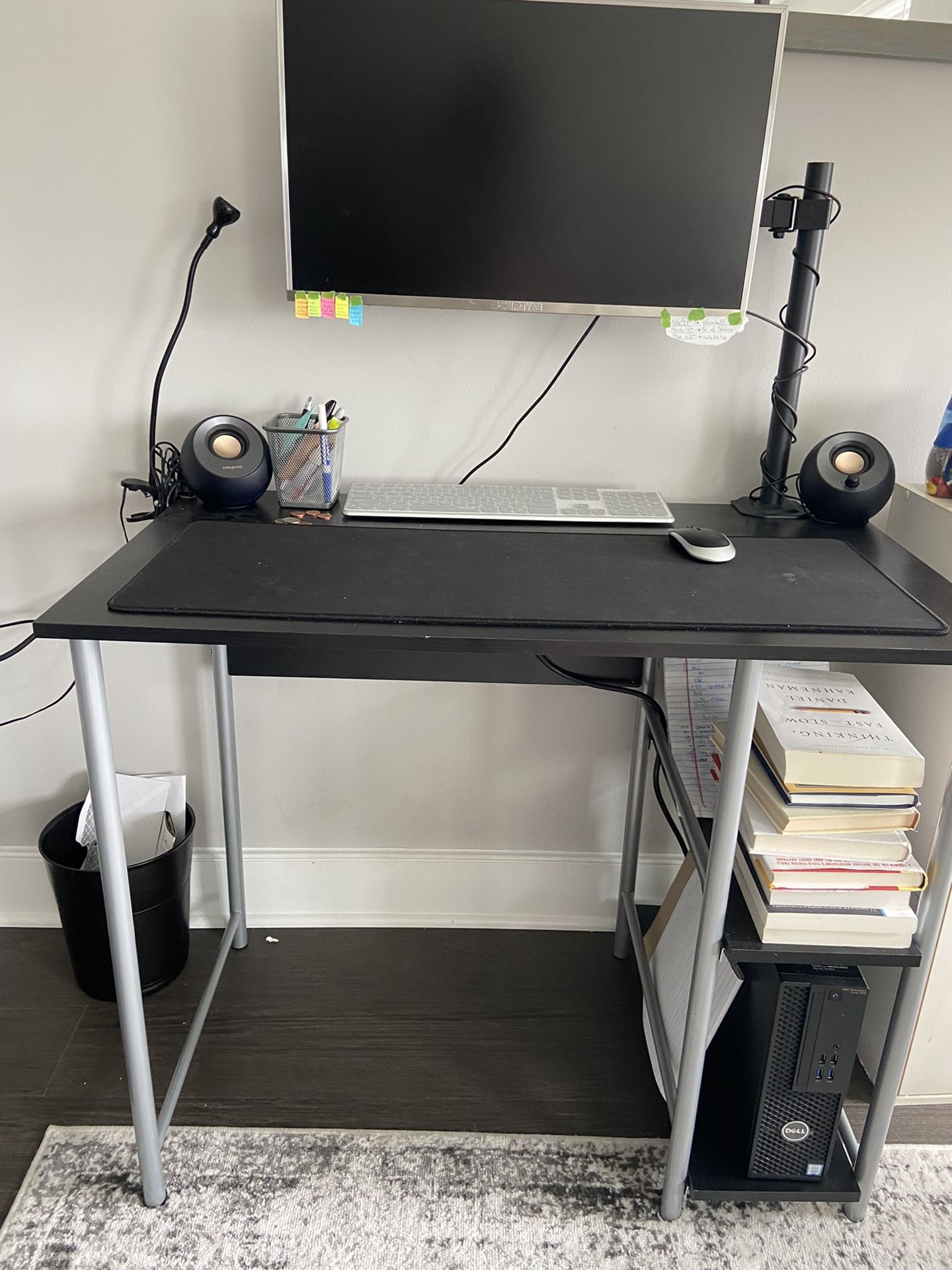 IKEA Desk with Built-In Shelves - Black & Grey