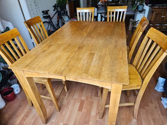 Dining high wooden table w 6 chairs
