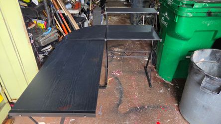 Black two-piece corner desk