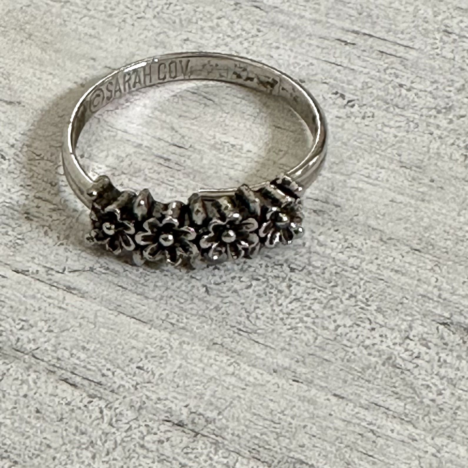 Sarah Coventry Flower Silver Tone Adjustable Ring