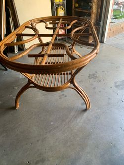 Vintage mid- century rattan and bamboo coffee table