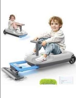 ONE DAY Sale! New 2 in 1 Electric Mop On-the-Go Kart Sweeper Floor Cleaner Cart for Kids Ages 3 and Up