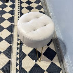 Vanity Stool Chair, 19" Height, Tufted Small Chair, Modern Foot Stool Ottoman Faux Leather, with Metal Legs, for Makeup Room, for Bedroom, Living Room