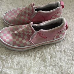Vans Girls Pink Checkered Shoes 