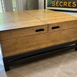 Unique Solid Wood Coffee Table with Hidden Storage – One of a Kind