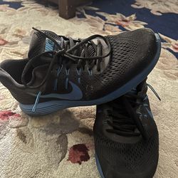 Men Nike Lunarglide 8 sz 12 Black Blue Running Shoe USED