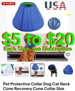 Pet Protective Collar Dog Cat Neck Cone Recovery Cone Collar Size Available: 1. XS-Small: 1-each. neck circumference of 16 cm to 30 cm (4.5 to 6 inche