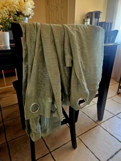 Two 84 inch sheer sage green panels