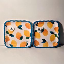 Lemon Print Paper Plates 2 Packs of 8