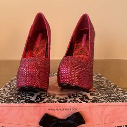 Bordello Teez Rhinestone Covered High Heel Pumps 6 Pleaser