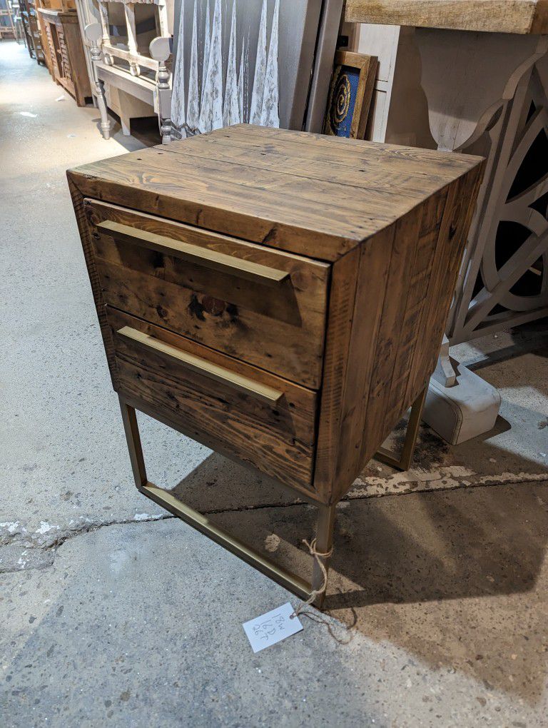 Two Drawer Accent Table Reclaimed Pine 