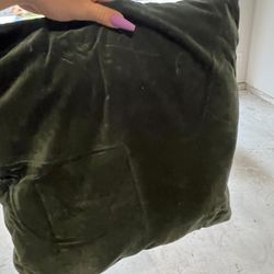 Three Velvet Forrest Green Pillows 