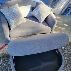 Chair With Storage Ottoman + Pillows