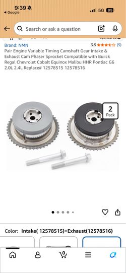Car parts Pair Engine Variable Timing Camshaft Gear Intake & Exhaust Cam Phaser Sprocket Compatible with Buiick Regal Chevrolet Cobalt Equinox Malibu 