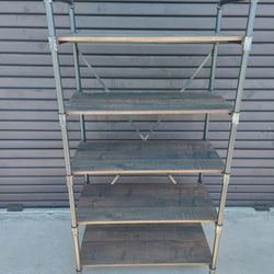 Allen + Roth Distressed Brown Metal 5 Shelf Bookcase .