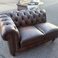 Brown leather 2 seat sofa