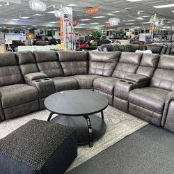 Beautiful Reclining Sectional On Amazing Special NOW 75% OFF Features Cupholders & Storage Consoles