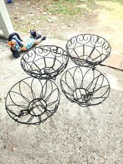 4 Black Wired Hanging Plant Flower Baskets all $15
