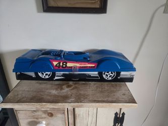 Vintage Blue Hot Wheels car-shaped carry case for 48 cars