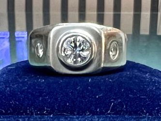 💎 14KT  White Gold 1.38CT Mens Diamond Dress Ring