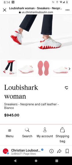 Loubishark woman - Sneakers - Calf leather and neoprene - Bianco