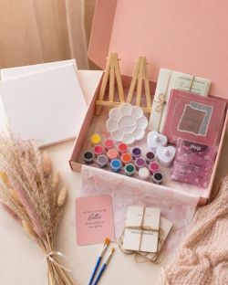 Couples Date Night Painting Kit, Love Coupons, Question Game, Herbal Tea Box