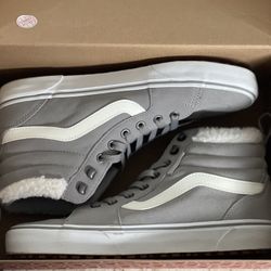 Vans Filmore Women's Hi Top Grey White Faux Fur Suede Shoes 9.5 US Women’s