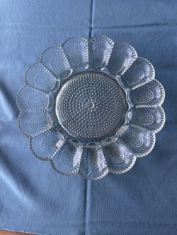 Vintage clear glass hobnail egg and relish tray