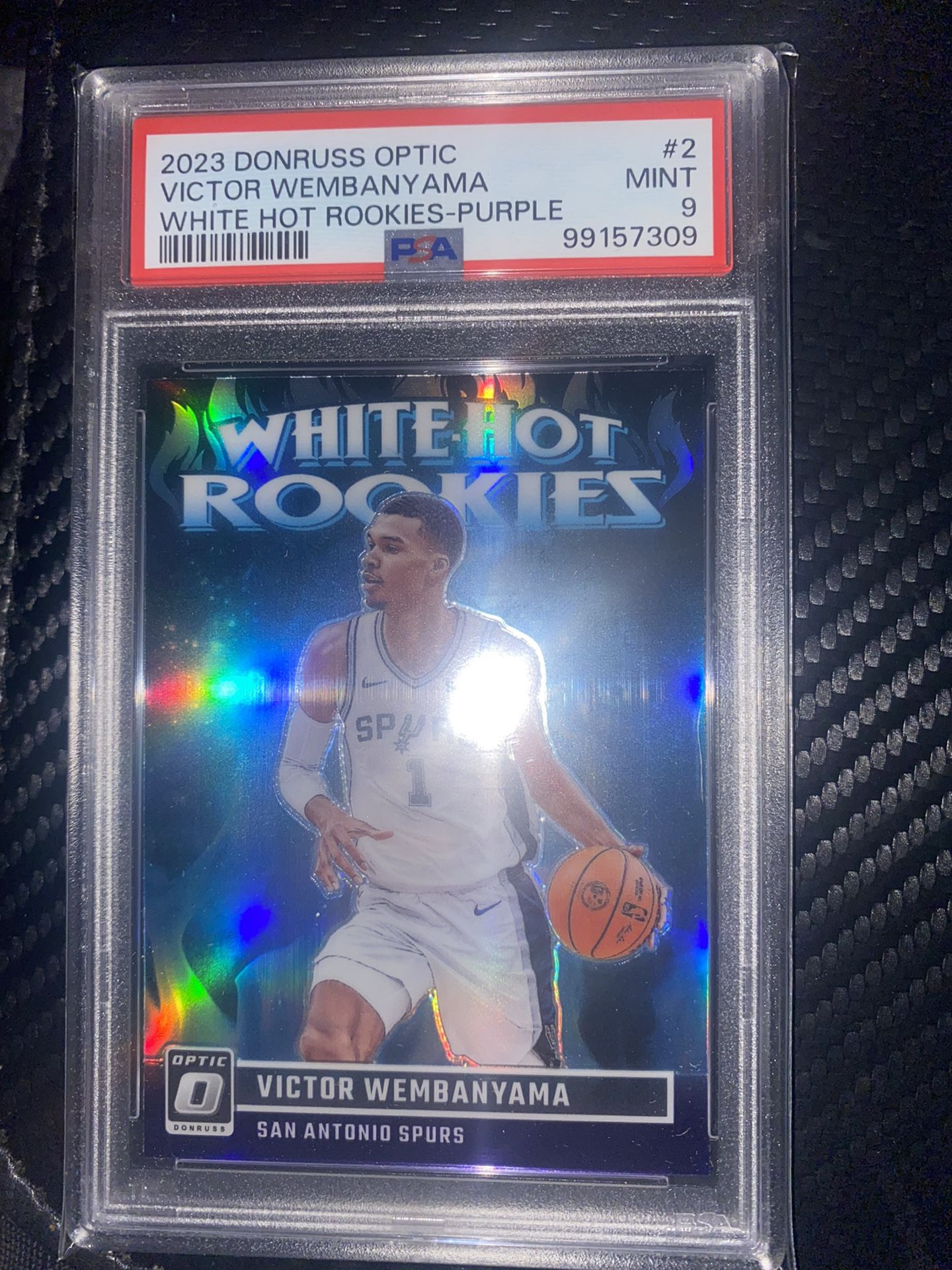 2023-24 Donruss Optic Victor Wembanyama Purple Prizm White Hot Rookies PSA 9