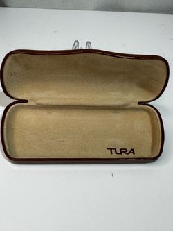 Tura Brown & Beige Hard Hinged Clamshell Vintage Eyeglasses Hard Case