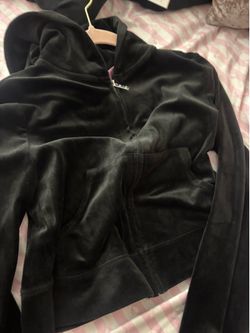 forever 21 x juicy couture black velour zip up size small