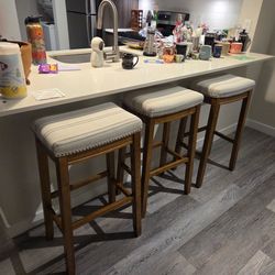 Set of 3 Fabric Stools