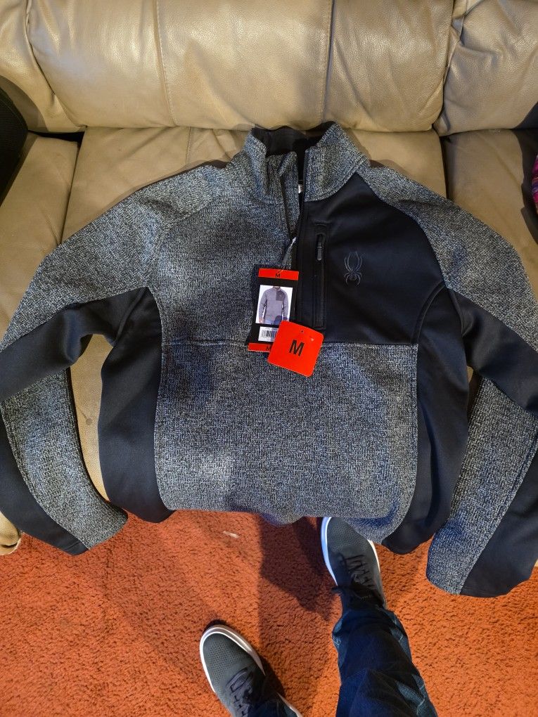 Spyder Men's Half Zip Sweater Gait Knit Pullover Jacket Regular, Regular, Gray)